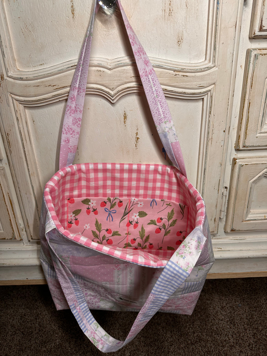 “Sweet Pea Blue Bow” Mid Size Quilted Children’s Tote