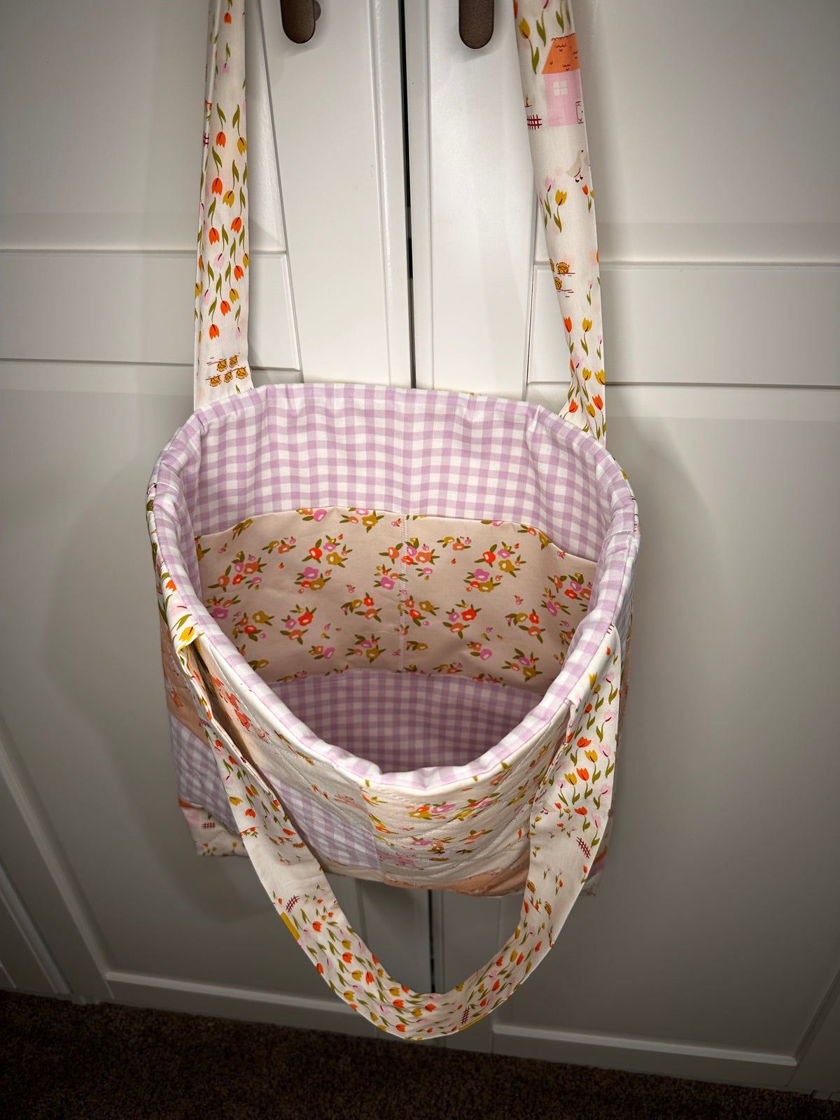 “Sweet Lavender Lamb” Midi Quilted Tote/Diaper Bag