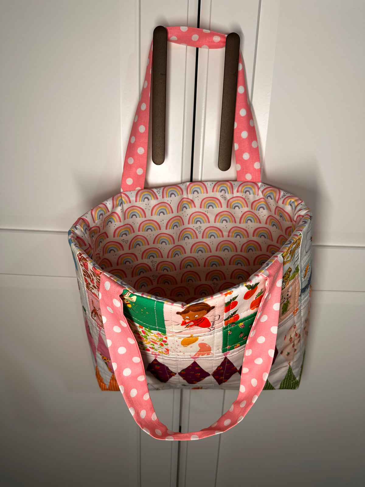 “Country Mouse Pink Polka Dot” Children’s Quilted Tote