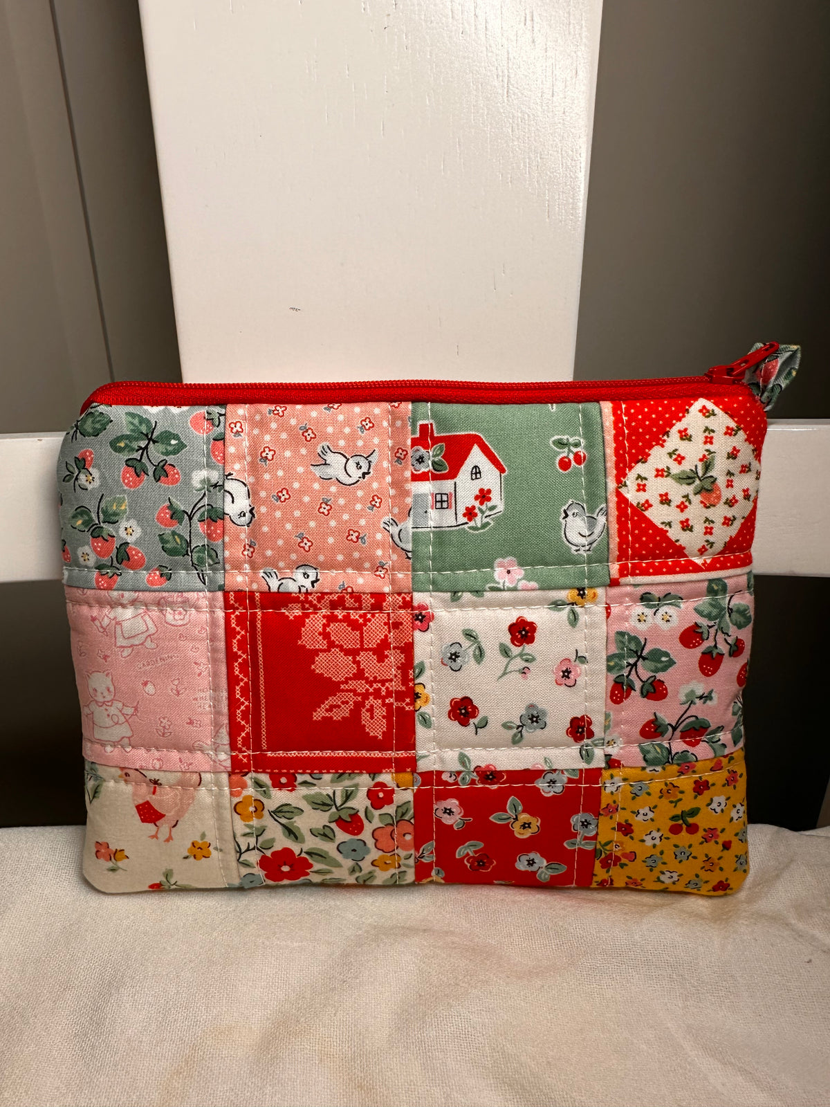 “Quilted Poppy Country Zipper Pouch”