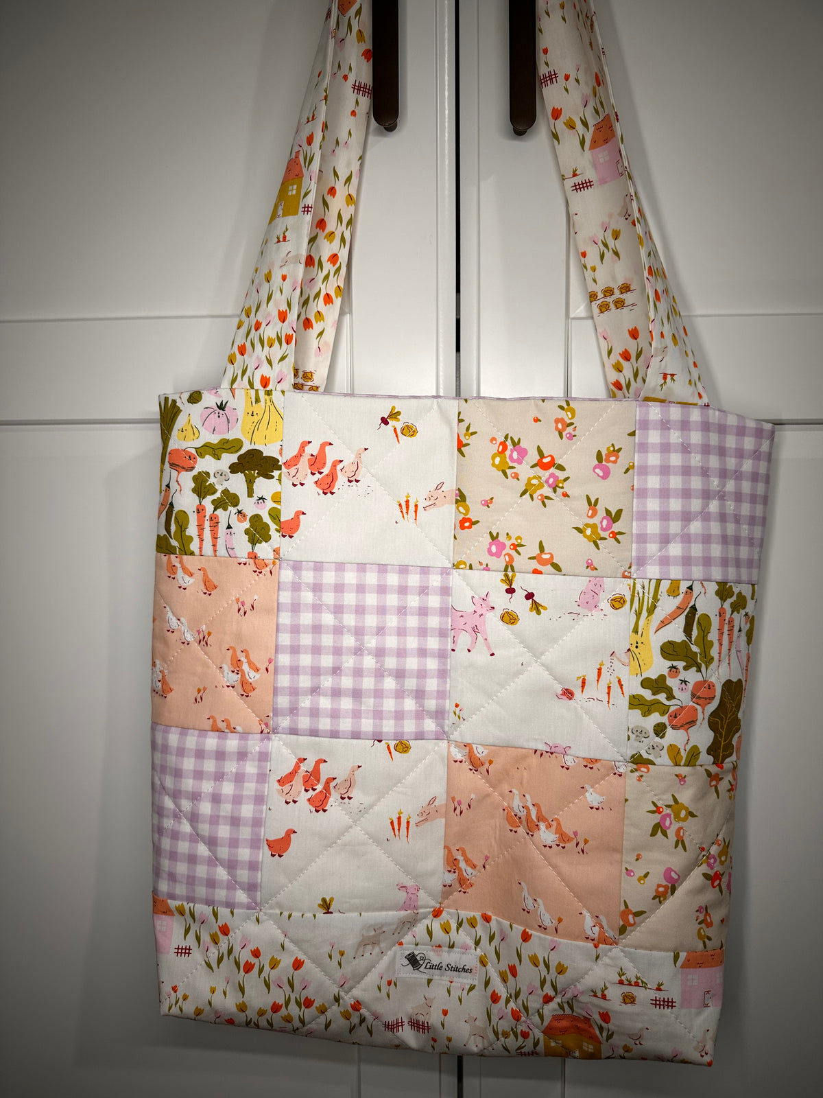 “Sweet Lavender Lamb” Midi Quilted Tote/Diaper Bag