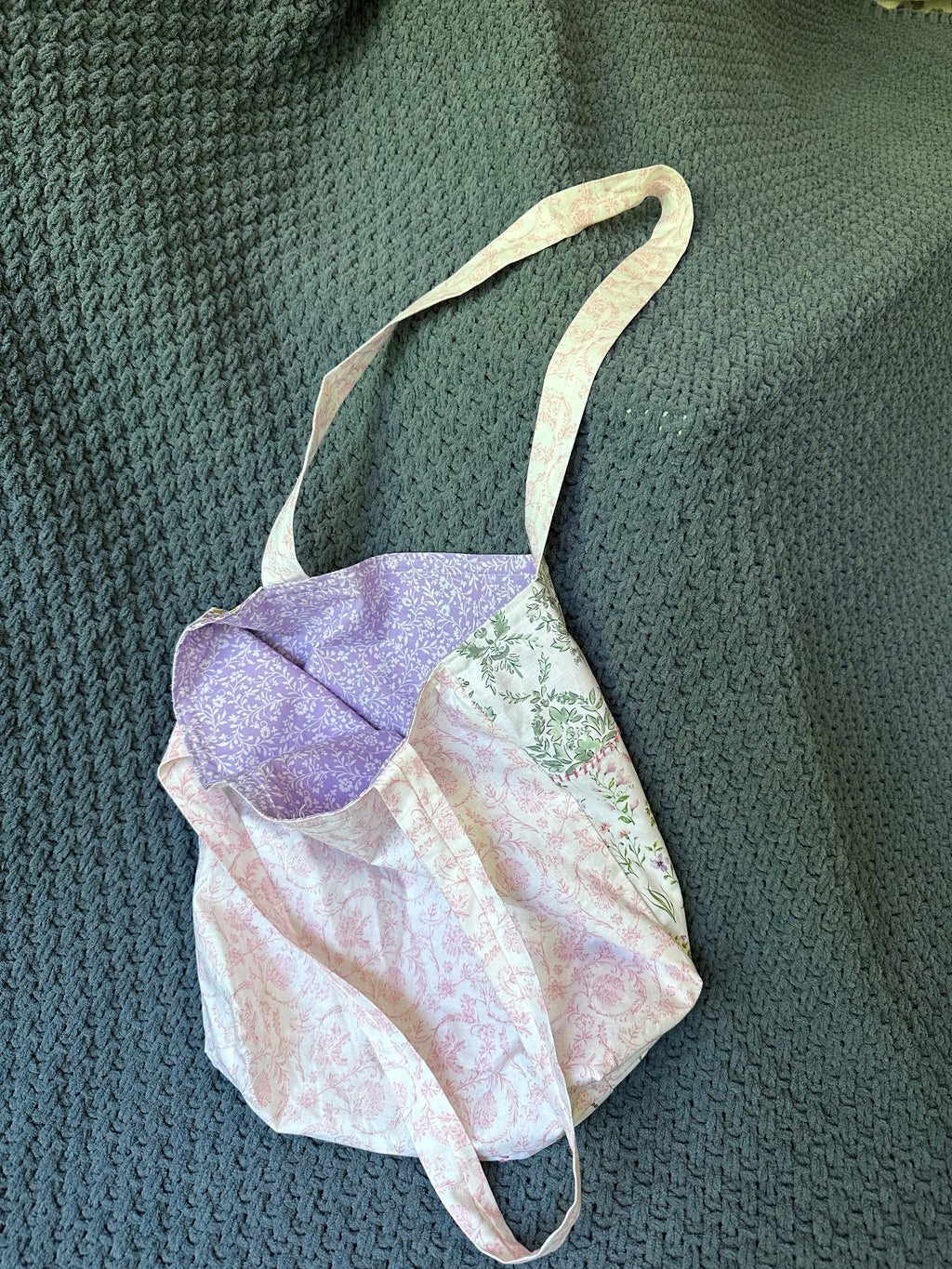 “Patchwork Flowers” Embroidered Tote