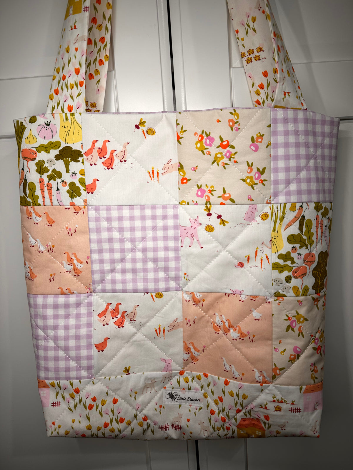 “Sweet Lavender Lamb” Midi Quilted Tote/Diaper Bag