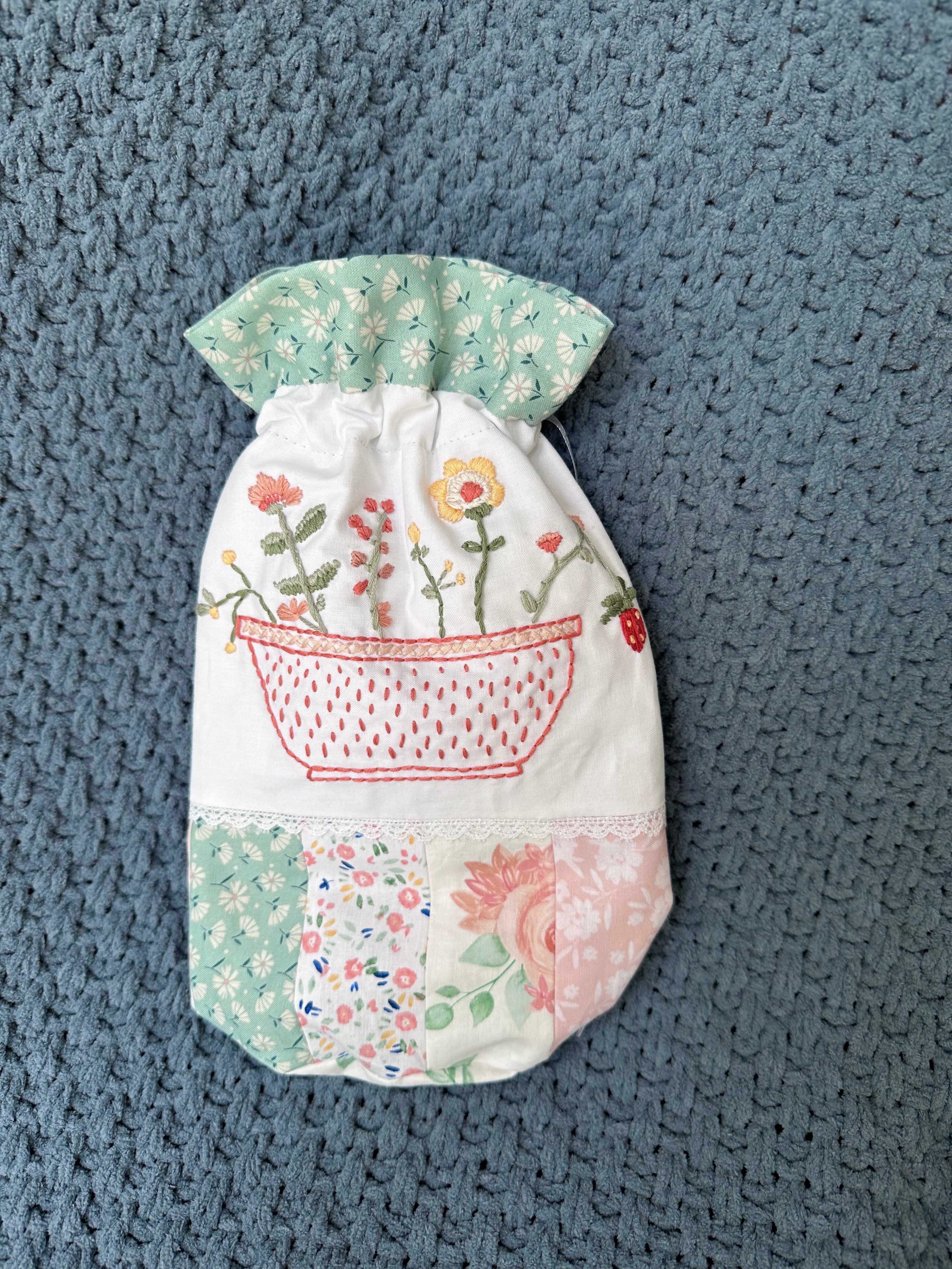 “Strawberry Bowl” Embroidered Knapsack