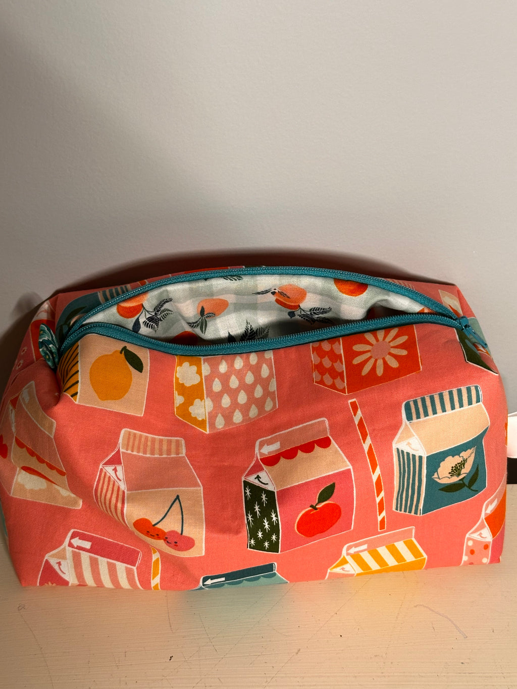 “Summer Juice Box” Cosmetic Bag-pink