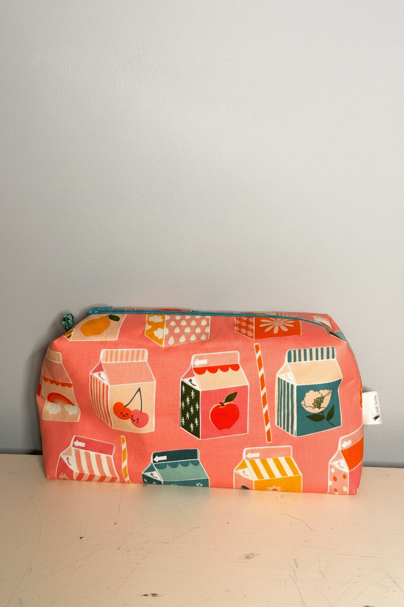 “Summer Juice Box” Cosmetic Bag-pink