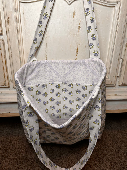 “Blue Mini Floral” Quilted Tote