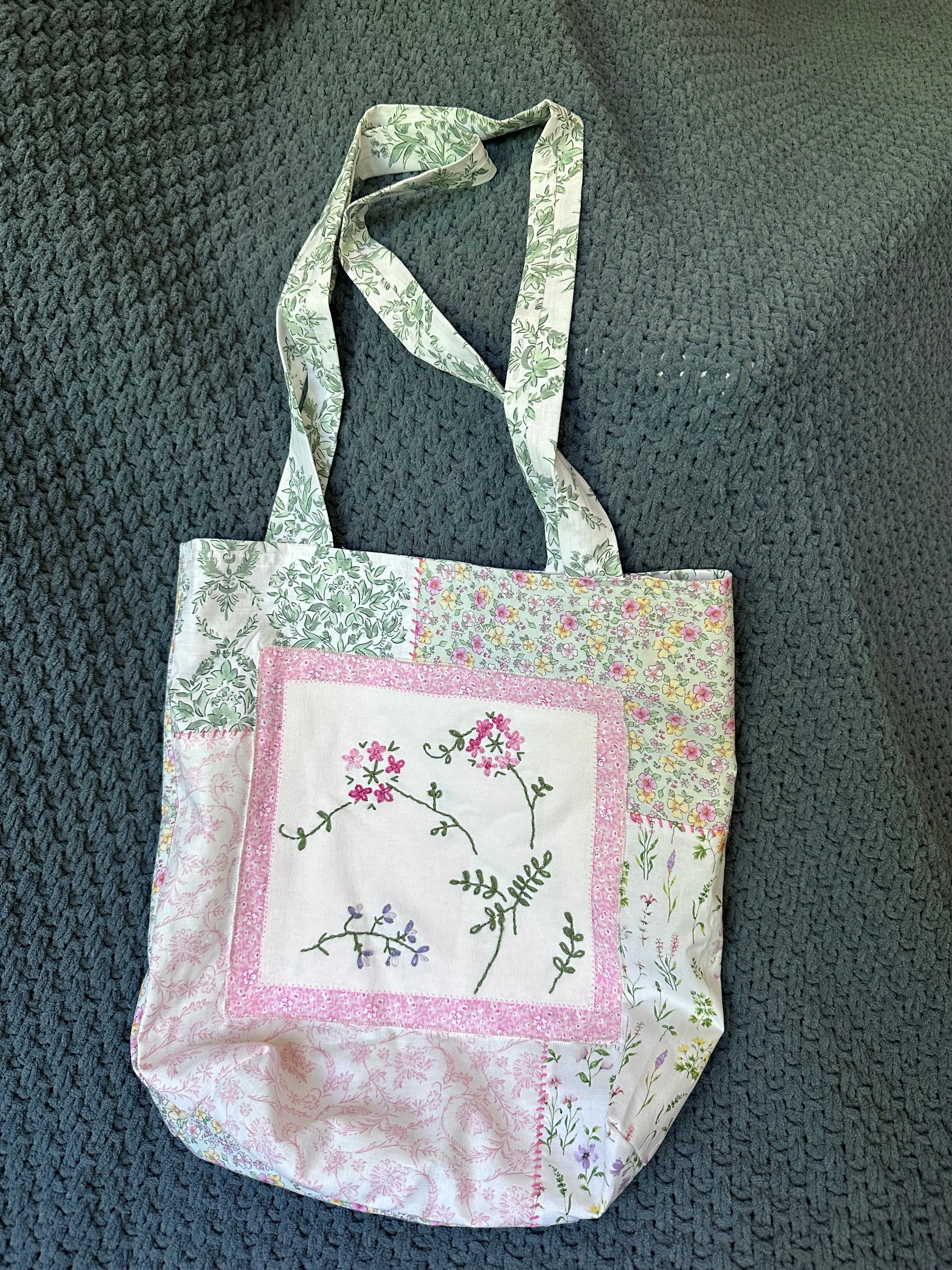 “Pink Hydrangea” Embroidered Tote
