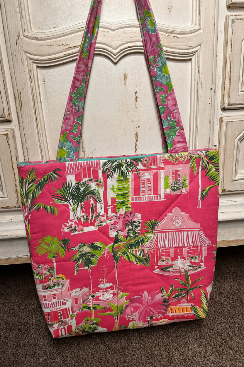 “Palm Beach Ice Cream Shop” Quilted Tote