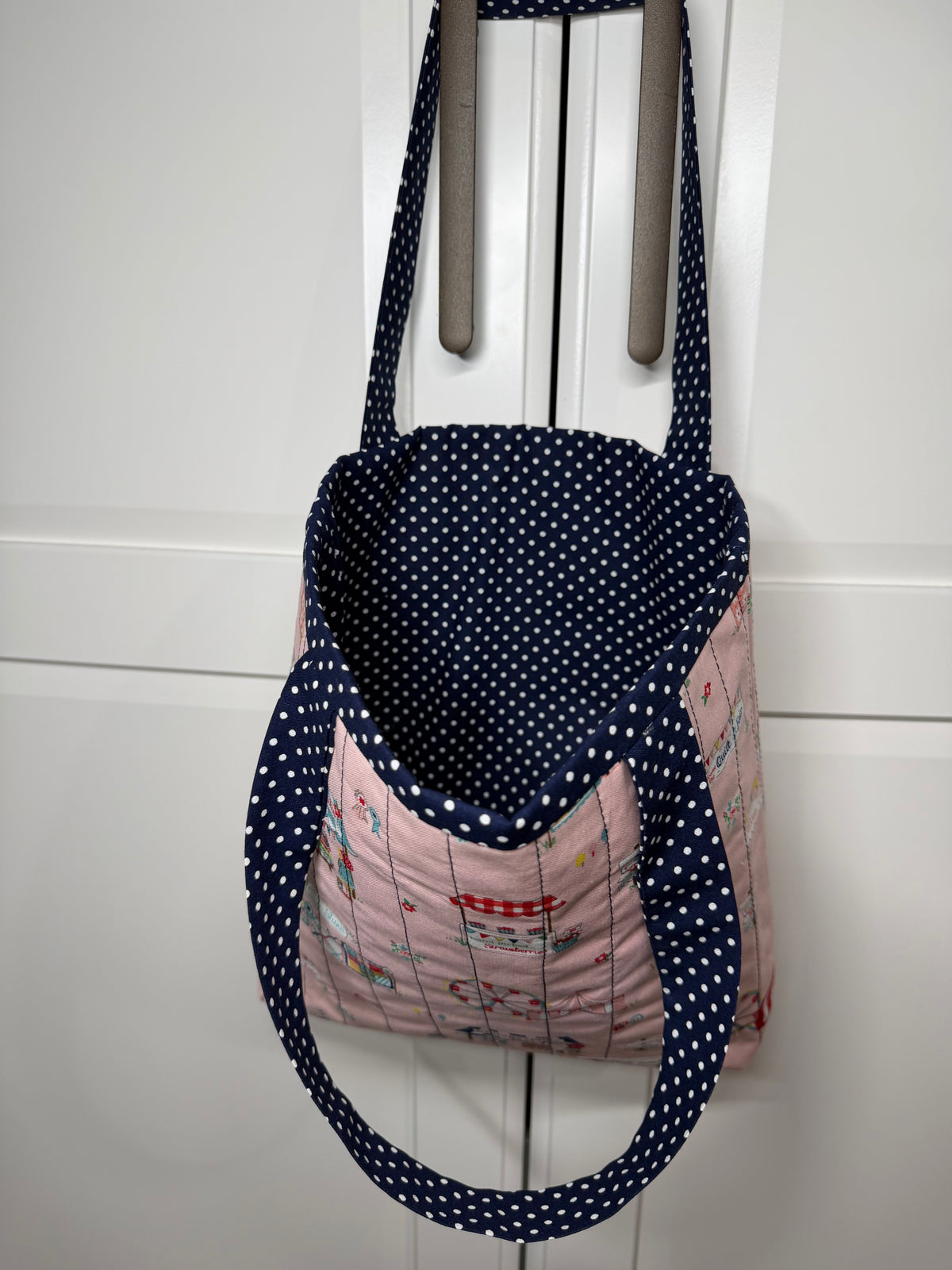 “Pink/Navy Polka Dot County Fair” Children’s Quilted Tote