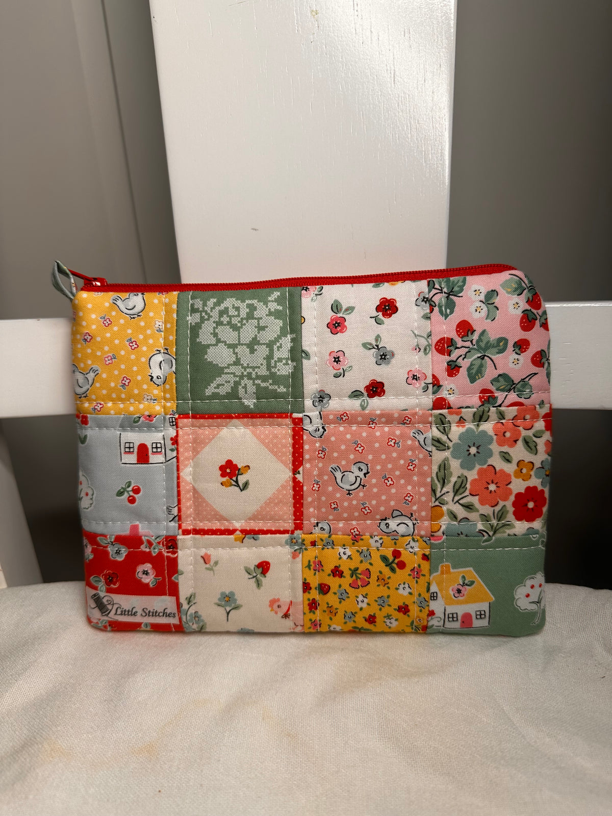 “Quilted Poppy Country Zipper Pouch”