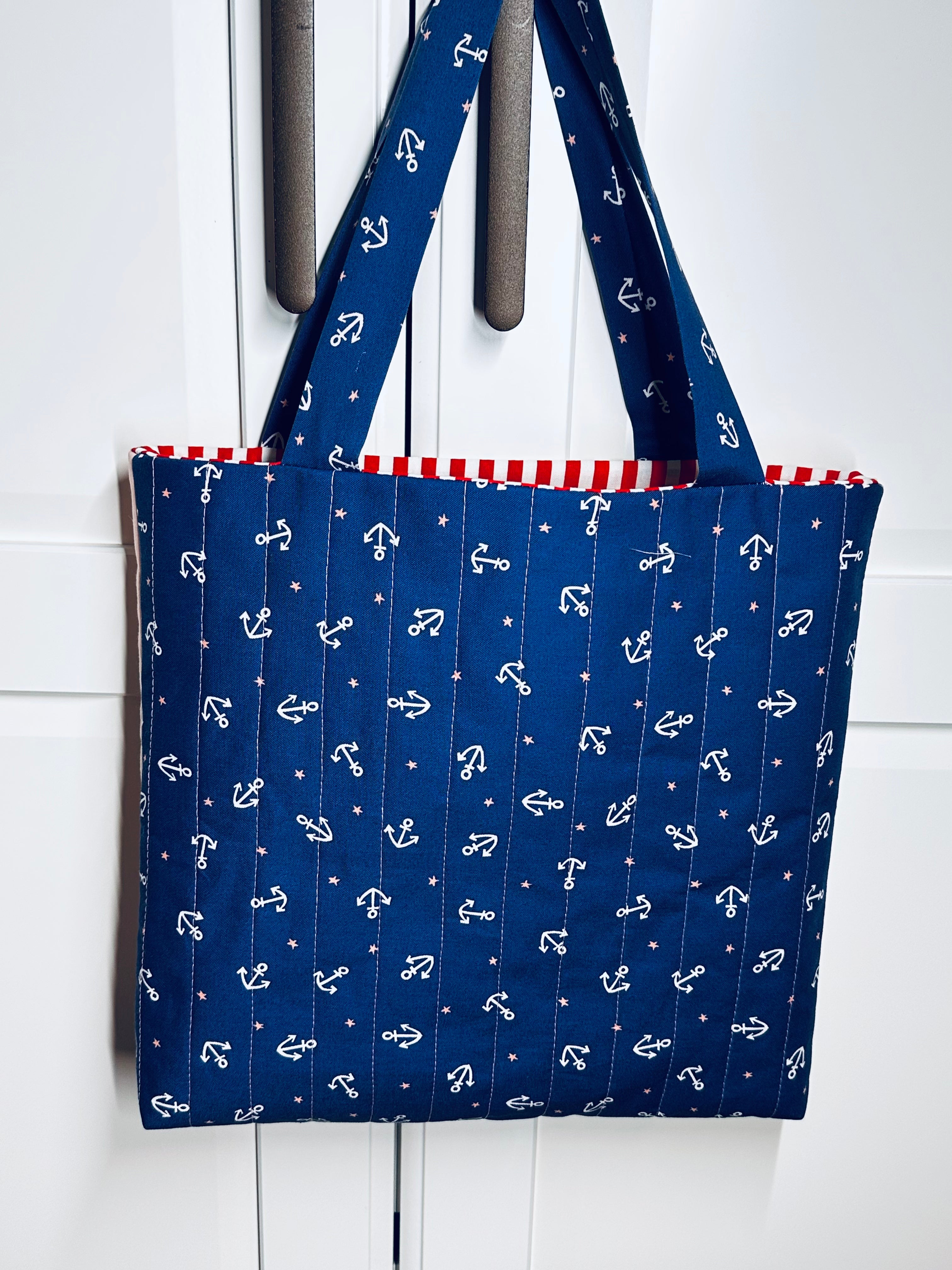 “Little Sailor”- pink/navy Quilted Children’s Tote